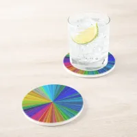 Circular Gradient Rainbow Sandstone Coaster