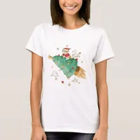 Flying Christmas Tree Santa Cat T-Shirt