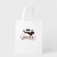 I Caw The Raven Gothic Art Horror Classic Retro Grocery Bag