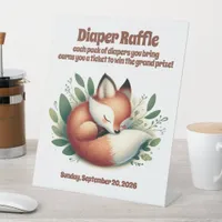 Cute Fox Asleep in Leaves Diaper Raffle Sign