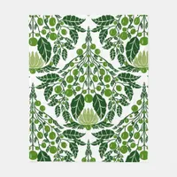 Art Nouveau Green-Vintage Floral Scallop  Fleece Blanket