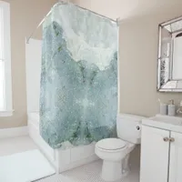 Elegant chic white gray silver glitter marble Bath Shower Curtain