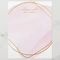 Script Blush Pink Watercolor Gold Circle Business Letterhead