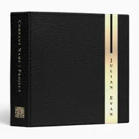 Artistic Detail Minimalist Black & Gold Qr code 3 Ring Binder