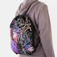 Fireworks Display Patriotic Holiday Drawstring Bag