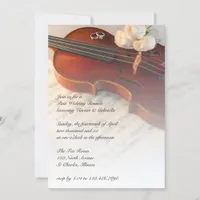 Classical Violin White Roses Post Wedding Brunch Invitation