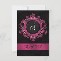 pink monogram wedding RSVP standard 3.5 x 5