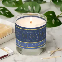 Blue Gold Christmas Pattern#35b ID1009 Scented Candle