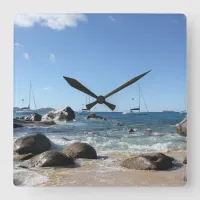 Sailing Boats at the Baths, BVI Square Wall Clock