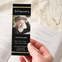 Black gold photo funeral prayer card bookmarks
