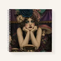 Woman Drinks Tea at the Circus With Black Goat Notebook