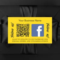 Yellow business name qr code Facebook Rectangular Sticker