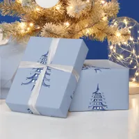 Dusty Blue Pagoda Christmas Tree Pattern Wrapping  Wrapping Paper