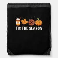 Tis The Season Coffee Fall Pickleball And Hallowee Drawstring Bag