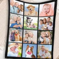 Create Your Own 12 Custom Simple Photo Collage Fleece Blanket