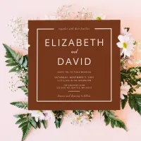 Rustic Warm Terracotta Modern Minimalist Wedding Invitation