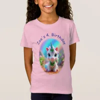 Cute baby unicorn and rainbow, girls birthday  T-Shirt