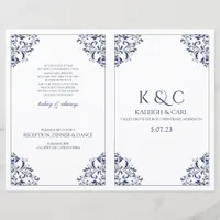 Wedding Foldover Program Booklet - Nadine (Navy)