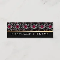 Red White Tribal Pattern | Black Mini Biz Cards