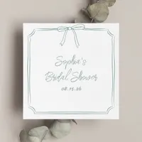 Elegant Sage Simple Classic Bow Bridal Shower Napkins