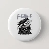 Funny F-Caw-F Crow Funny Halloween Retro Classic Button