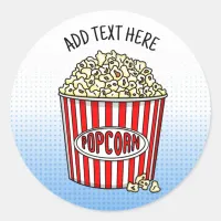 Personalized these Retro Pop Art Popcorn    Classic Round Sticker