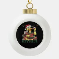 Christmas Duck, Let's Get Lit  Ceramic Ball Christmas Ornament
