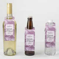 Soft Pink Hydrangea Flowers Wedding Bottle Hanger Tag