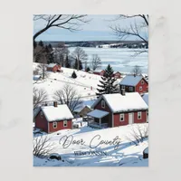 Door County Wisconsin Illustration and Winter Poem Postcard