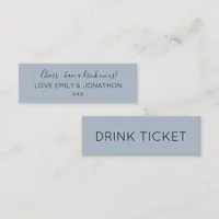 Simple Dusty Blue Wedding Reception Drinks Ticket