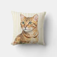 Bengal Cat Watercolor Pillow Cover