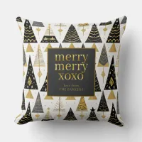 Black Gold Christmas Merry Pattern#25 ID1009 Throw Pillow