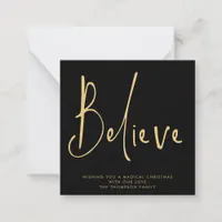 MINI | Simple Script Believe Gold Black Holiday Note Card