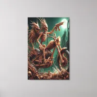 Grimbone and Skulldust, mounted their big chopper  Canvas Print