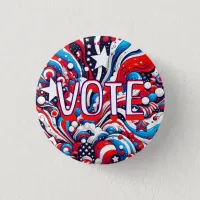 Patriotic Red, White and Blue Voting Encouragement Button