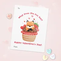 Cute Fox in Cupcake Custom Kids Valentine's Day Holiday Card