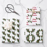 Gift Wrap - Holly Leaves and Berries