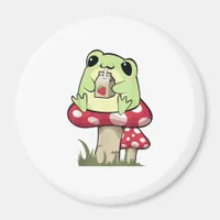 Mushroom Frog Goblincore Mycology Creative Style Magnet