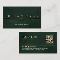 Glamorous Shiny Vintage Emerald Green & Gold  Business Card