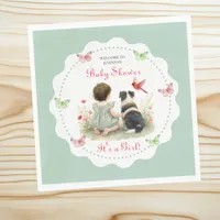 Personalized Baby Girl and her Puppy Baby Shower  Napkins