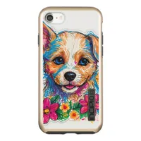 Puppy Illustration in coloured pencil Incipio DualPro Shine iPhone 8/7 Case