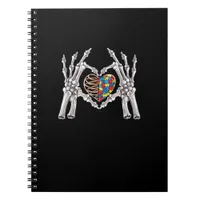 Autism Skull Hand Puzzle Piece Heart Creative Notebook