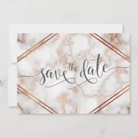 Deep Rose Gold / Copper Marble Calligraphy Save The Date