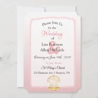 Seaside Coral Clam and Pearl  Wedding invitations