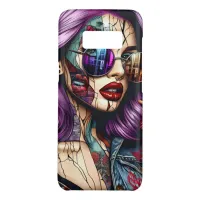 Colorful Abstract Pretty Lady with Purple Hair Case-Mate Samsung Galaxy S8 Case