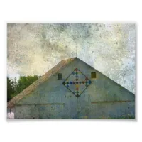 Rural Iowa Barn With Quilt Grunge Photo Print