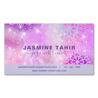 Soft Pastel Pink Lacy Mandala Art Yoga Instructor  Business Card Magnet