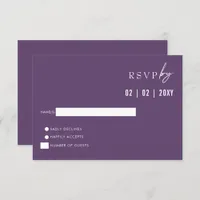  Simple Elegant Modern Purple Wedding    RSVP Card