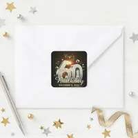 60th Birthday Disco Ball Music Theme Gold Black Square Sticker
