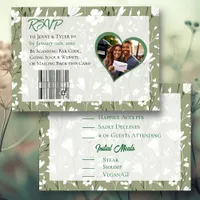 Pretty Wildflower Sage Green Botanical Wedding  RSVP Card